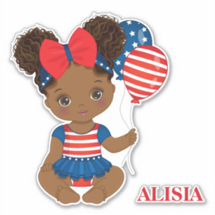 African American Patriotic Flicka Vinyl Sticker Klistermärken