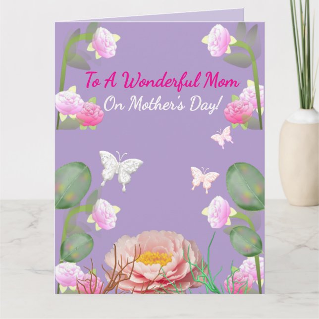 African American Pink Floral Mother's Day Kort (Framsida)