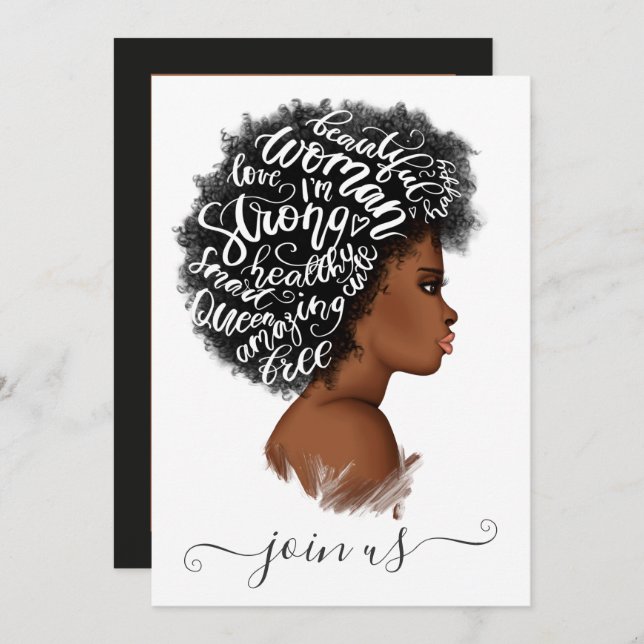 African American Power Girl Bachelorette Party Inbjudningar (Fram/baksida)