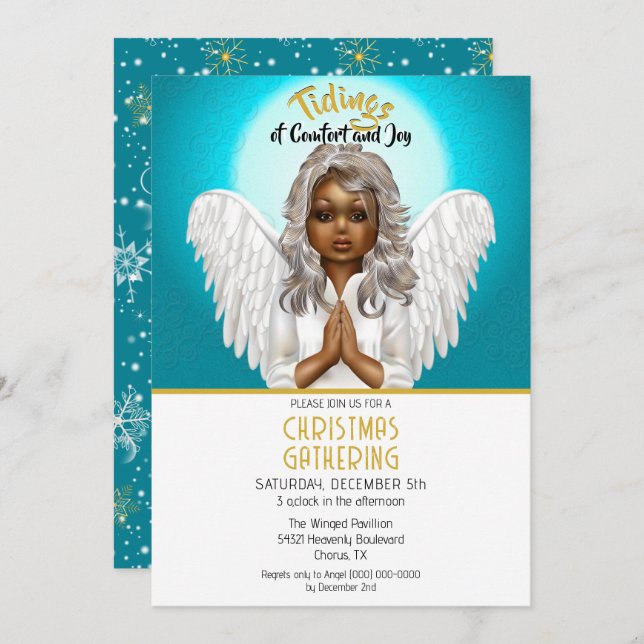African American Praying Angel Inbjudningar (Fram/baksida)