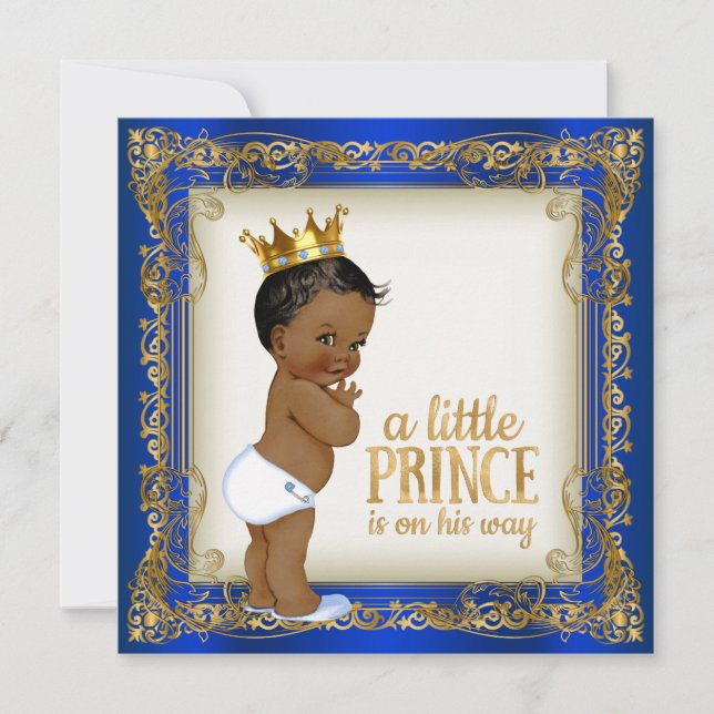 African American Prince Ethnic Boy Baby Shower Inbjudningar (Framsida)