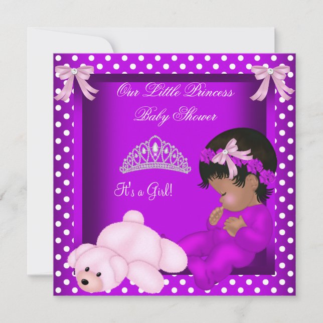 African American Princess Baby Shower Girl 2 Inbjudningar (Framsida)
