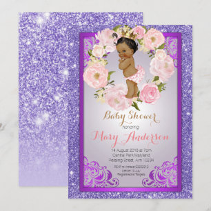 African American Princess Baby Shower Inbjudan
