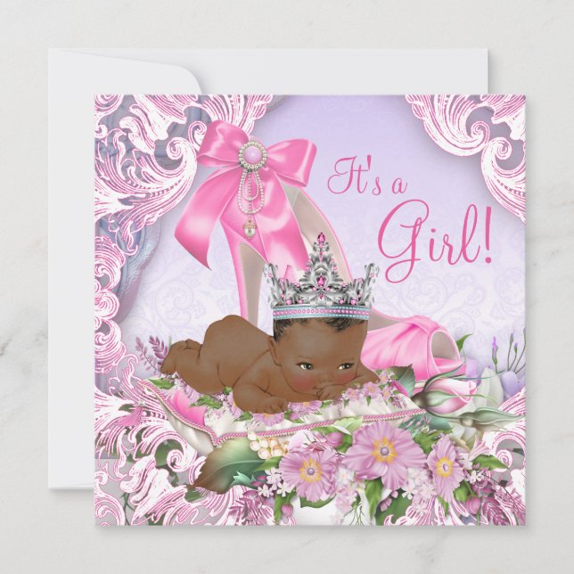 African American Princess Baby Shower Inbjudningar (Framsida)