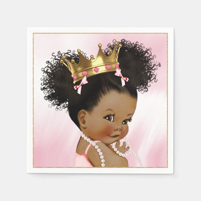 African American Princess Baby Shower Pappersserve Pappersservett (Framsidan)