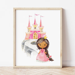 African American Princess, Castle, Girl Nursery Fototryck