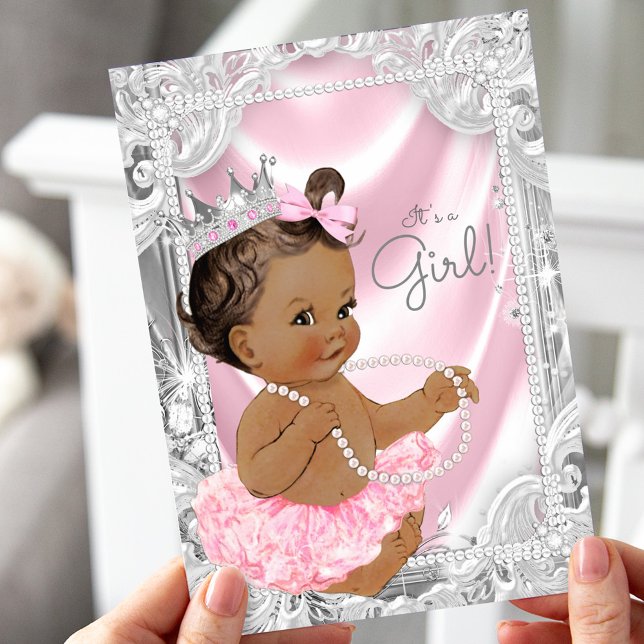 African American Princess Ethnic Girl Baby Shower Inbjudningar (Skapare uppladdad)