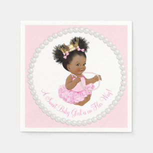 African American Princess Pearl Baby Shower Napkin Pappersservett