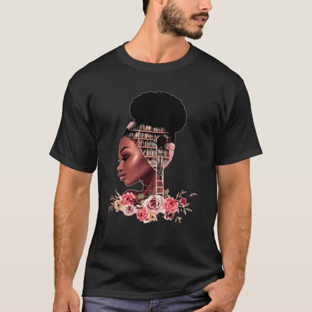 African American Reader Black Women Girl Bok Boo T Shirt (Framsida)