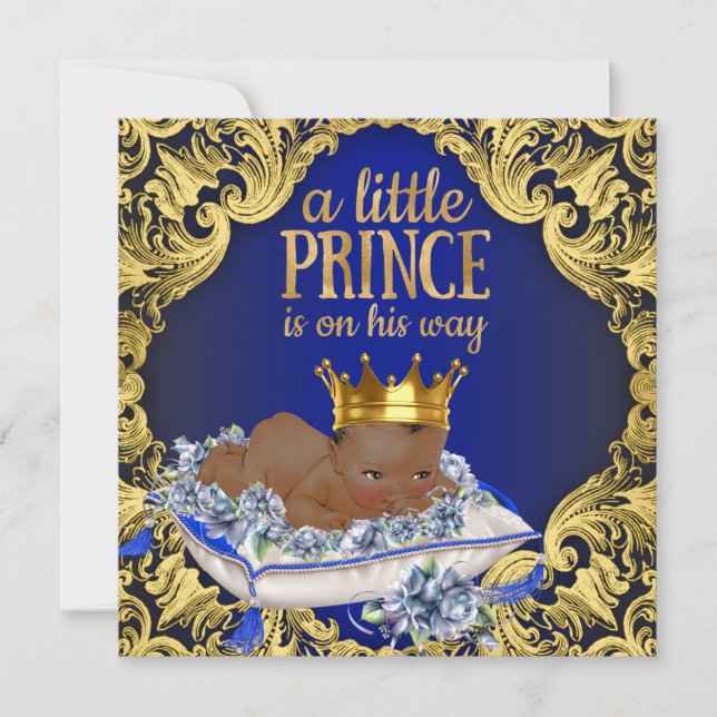 African American Royal Prince Baby Shower Inbjudningar (Framsida)