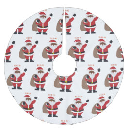 African American Santa Brushed Polyester Julgransmatta Borstad Polyester