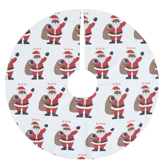 African American Santa Brushed Polyester Julgransmatta Borstad Polyester (Framsidan)