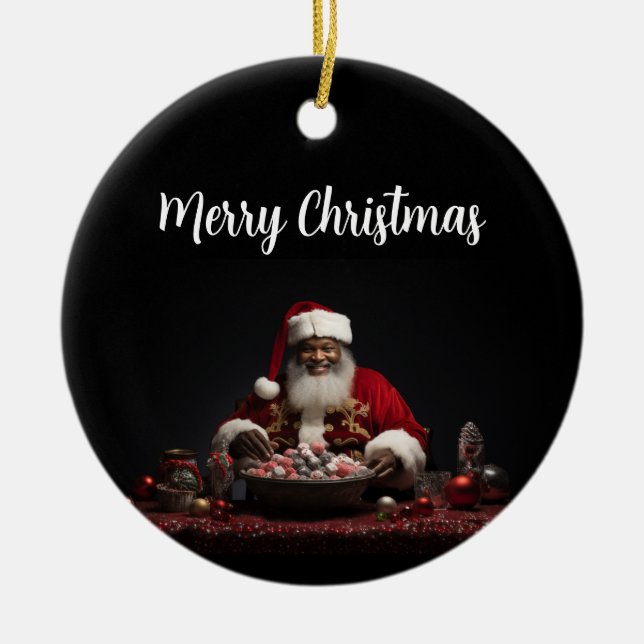 African American Santa Candy Claus Ornament (Framsidan)