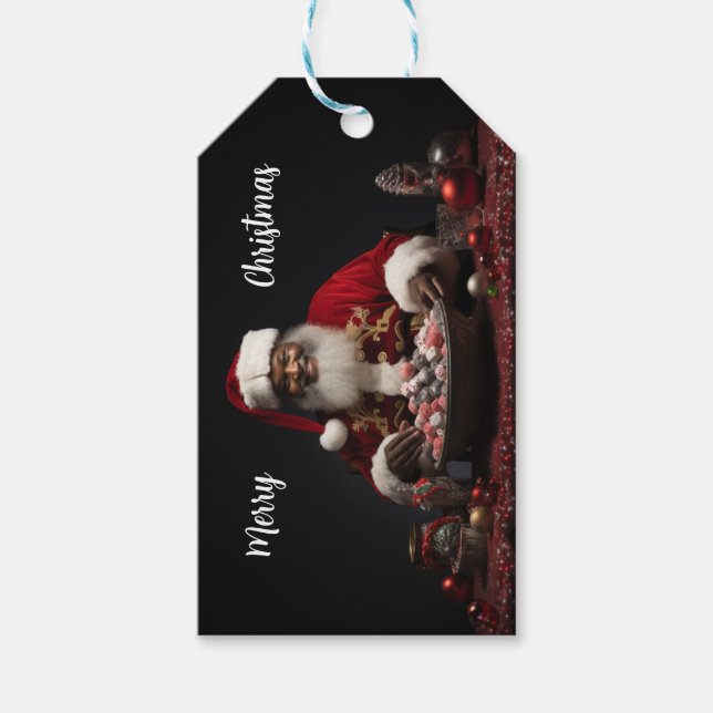African American Santa Candy Land Presentetikett (Framsidan)
