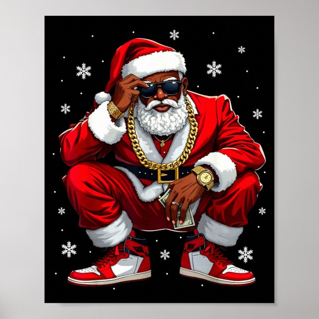 African American Santa Christmas Black Xmas Women  Poster (Framsidan)