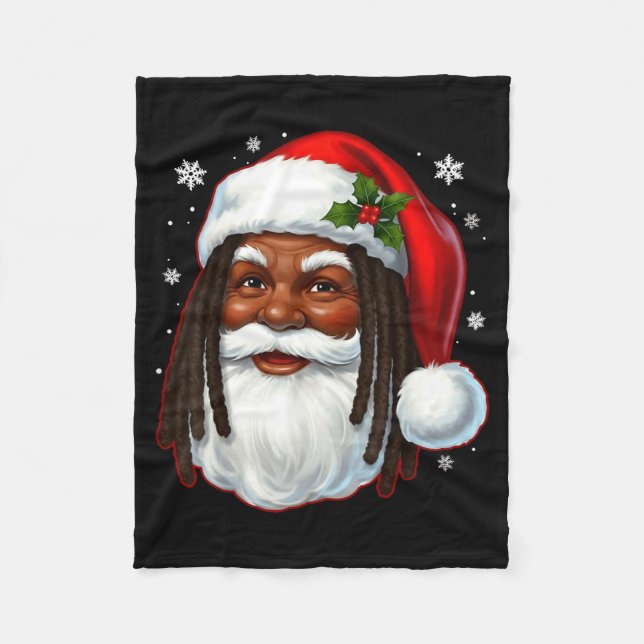 African American Santa Christmas Cool Black X-mas  Fleecefilt (Framsidan)