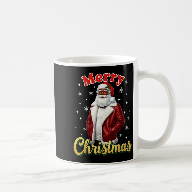African American Santa Christmas Cool Black X-mas  Kaffemugg (Höger)