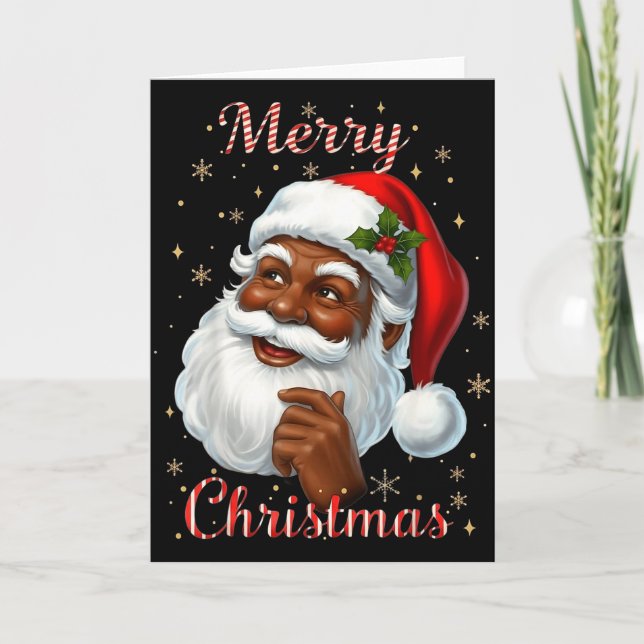 African American Santa Christmas Cool Black X-mas  Kort (Framsida)
