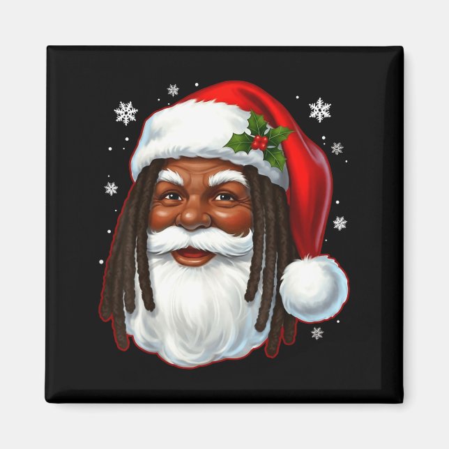African American Santa Christmas Cool Black X-mas  Magnet (Framsidan)