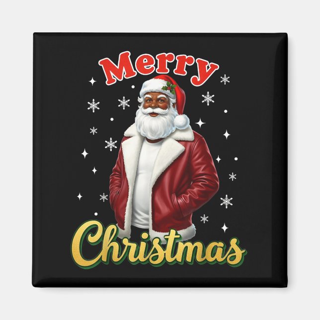 African American Santa Christmas Cool Black X-mas  Magnet (Framsidan)