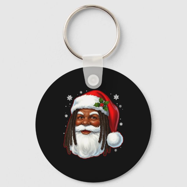 African American Santa Christmas Cool Black X-mas  Nyckelring (Framsida)