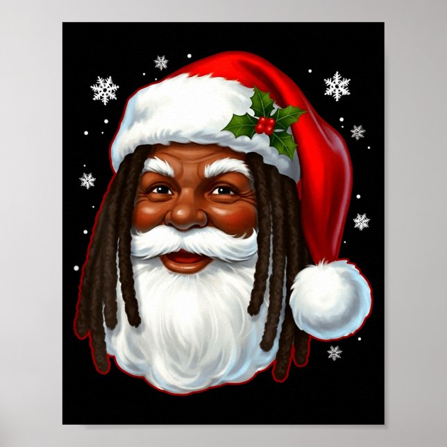 African American Santa Christmas Cool Black X-mas  Poster (Framsidan)