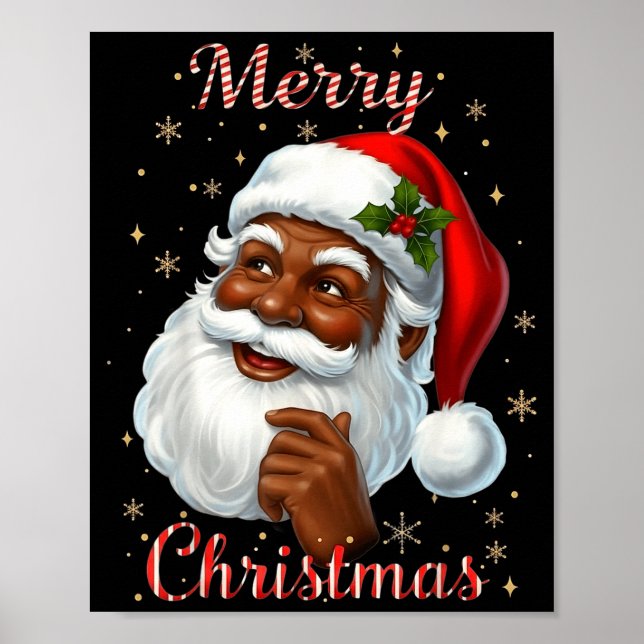 African American Santa Christmas Cool Black X-mas  Poster (Framsidan)