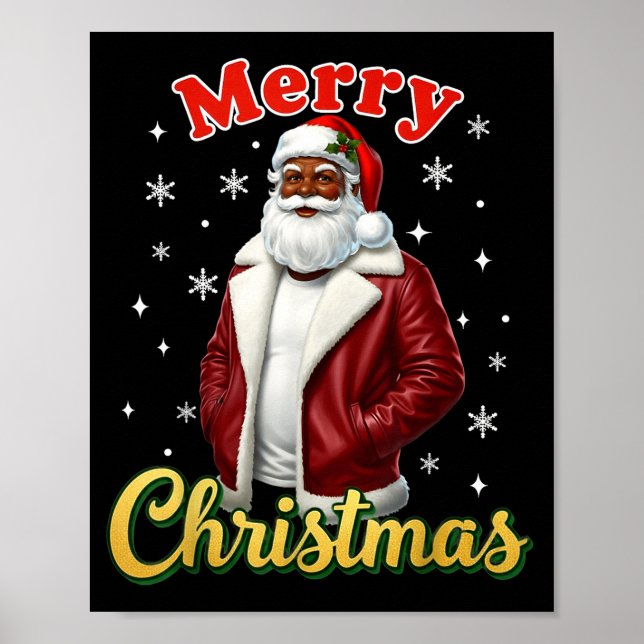 African American Santa Christmas Cool Black X-mas  Poster (Framsidan)