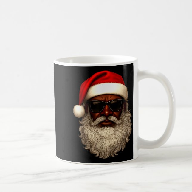 African American Santa Christmas Pajama Cool Black Kaffemugg (Höger)