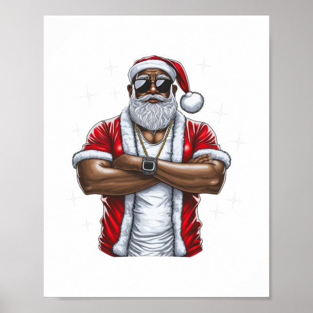 african american Santa christmas pajama coola svar Poster (Framsidan)