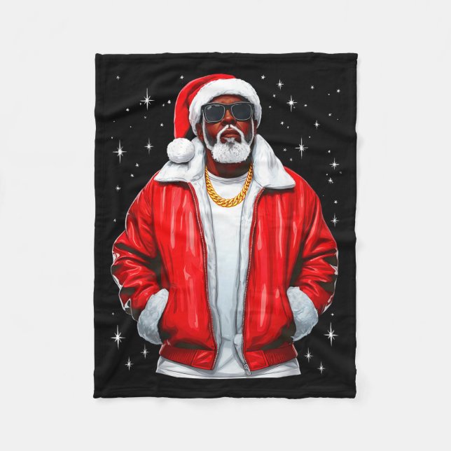 African American Santa Christmas Pajamas Cool Blac Fleecefilt (Framsidan)