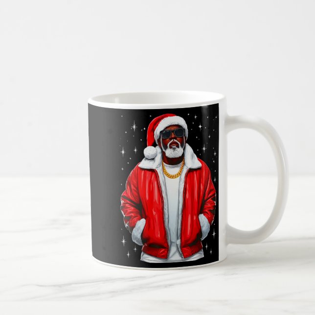 African American Santa Christmas Pajamas Cool Blac Kaffemugg (Höger)
