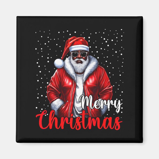 African American Santa Christmas Shirt Pajama Cool Magnet (Framsidan)