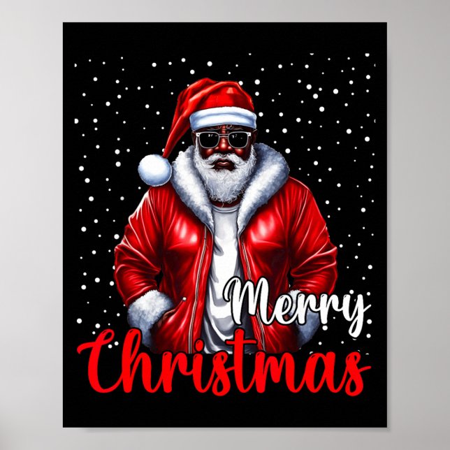 African American Santa Christmas Shirt Pajama Cool Poster (Framsidan)
