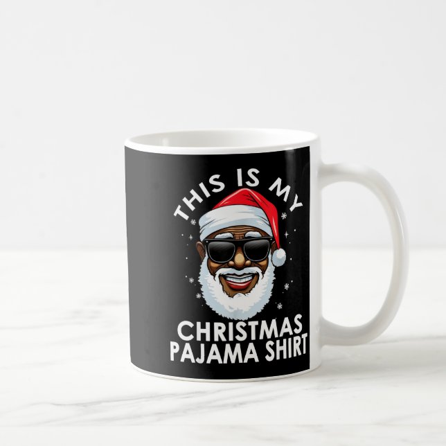 African American Santa Claus Christmas Pajama Shir Kaffemugg (Höger)