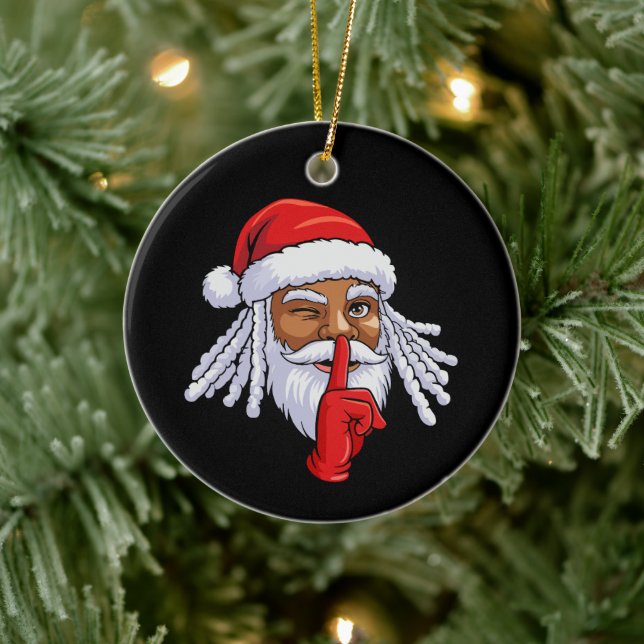 African American Santa Claus Christmas Party Decor Julgransprydnad Keramik (Träd)