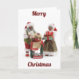 AFRICAN AMERICAN SANTA OCH MRS. CLAUS ÖNSKEMÅL HELGKORT
