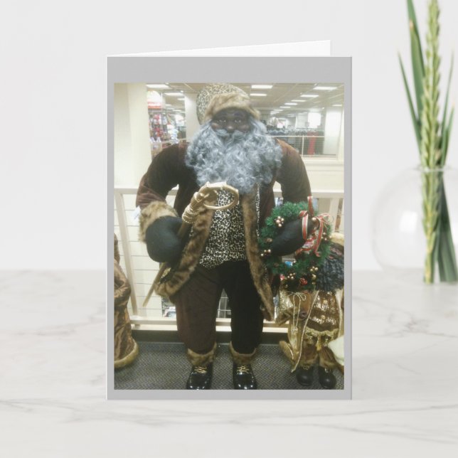 AFRICAN AMERICAN SANTA ÖNSKEMÅL HELGKORT (Framsida)