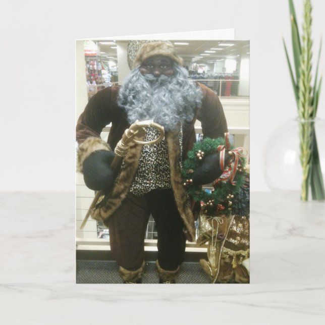 AFRICAN AMERICAN SANTA ÖNSKEMÅL HELGKORT (Framsida)