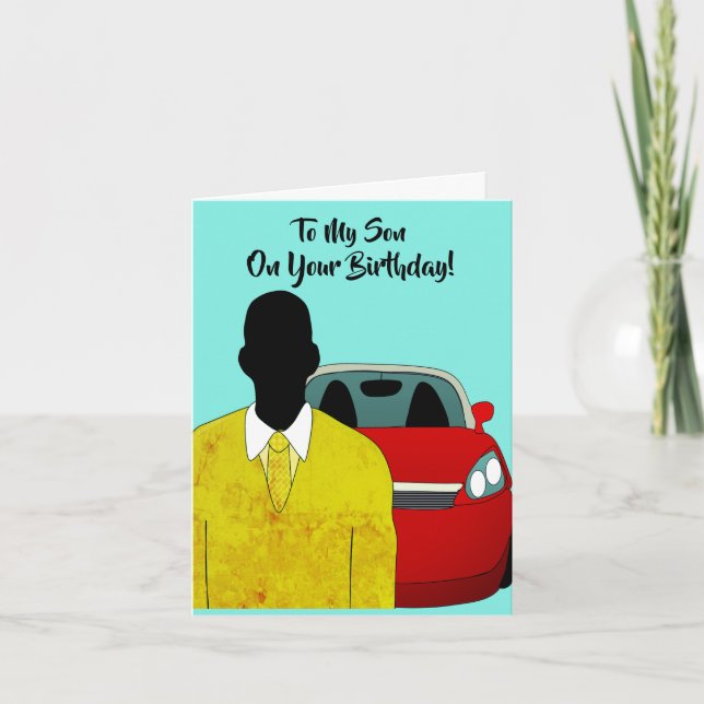 African American Son Grattis på födelsedagen Kort (Framsida)