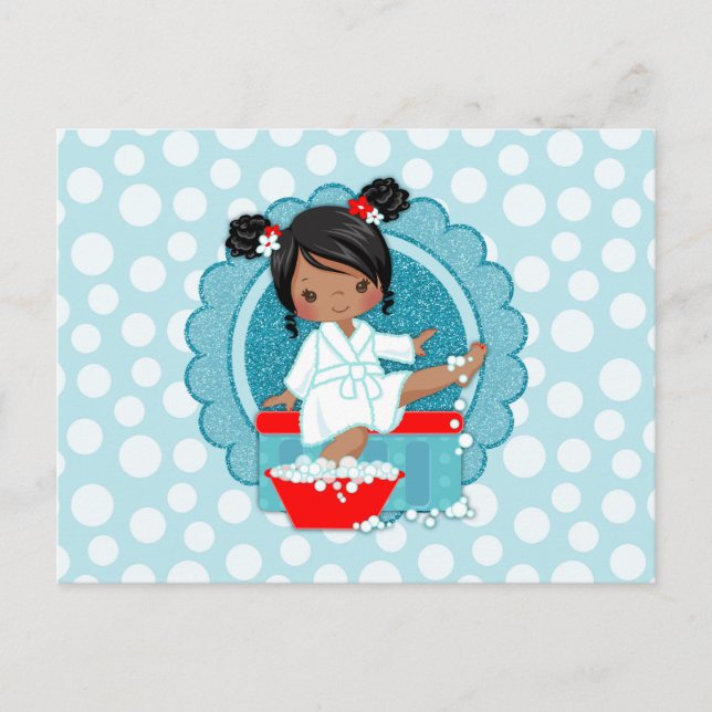 African American Spa Girl Bubbles Turcos Red Vykort (Framsida)