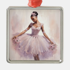 African American SugarPlum Fairy Lila Tutu Julgransprydnad Metall