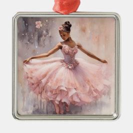 African American SugarPlum Fairy Rosa Flower Tutu Julgransprydnad Metall
