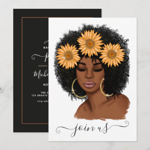 African American SunblommGirl Bachelorette Party Inbjudningar