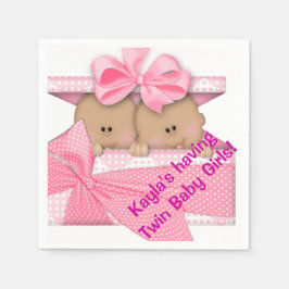 African American Twin Girl Baby Shower Napkin Pappersservett