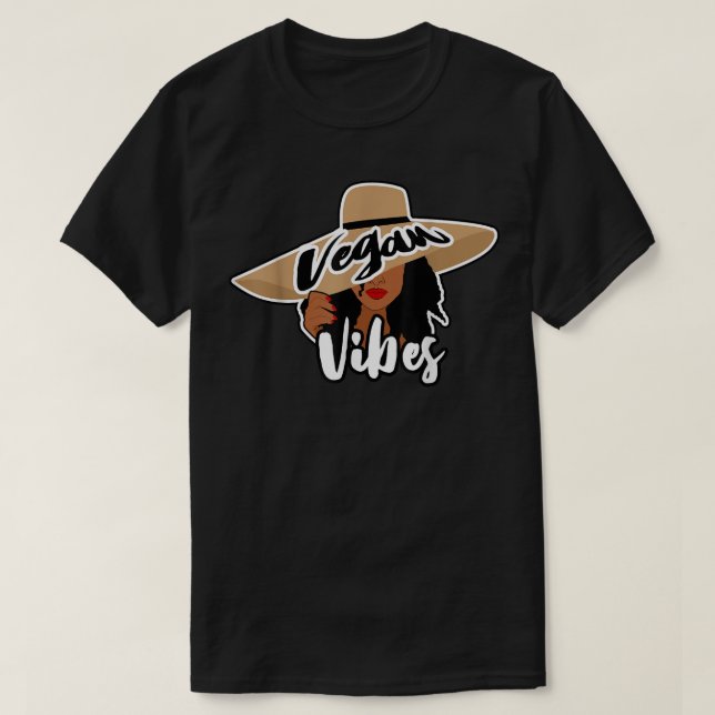 African American Vegan Vibes Plant-Based Black Veg T Shirt (Design framsida)