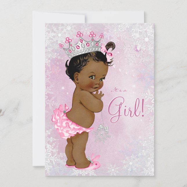 African American Winter Wonderland Baby Shower Inbjudningar (Framsida)
