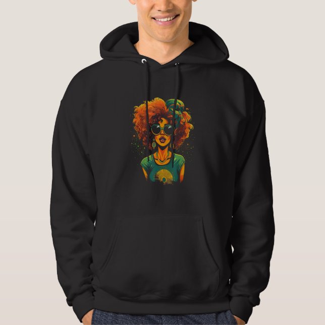 African American Woman Black Girl Graffiti Graphic Hoodie (Framsida)