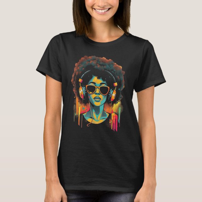 African American Woman Black Girl Music Graffiti G T Shirt (Framsida)