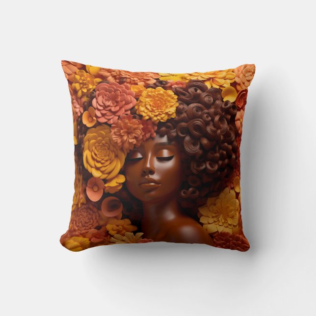 African American Woman Black Queen Melanin Poppin Kudde (Framsida)